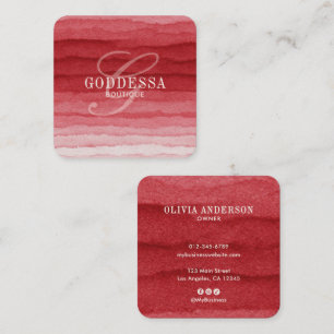 Modern Watercolor Monogram Boutique/Fashion Square Business Card