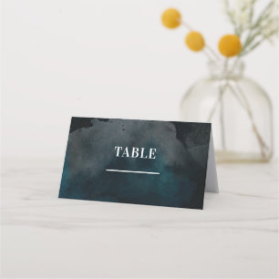 Modern Watercolor Moody Blue Table Number Seating Place Card