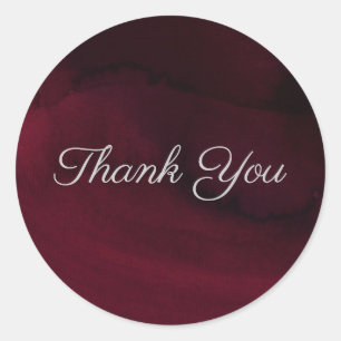 Modern Watercolor Moody Maroon Burgundy Wedding Classic Round Sticker