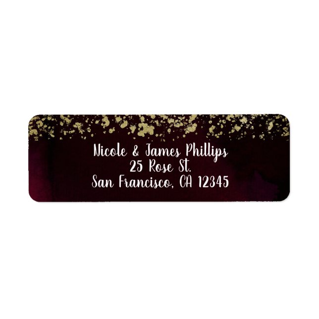 Modern Watercolor Moody Maroon & Gold Wedding (Front)