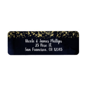 Modern Watercolor Moody Navy Blue & Gold Wedding