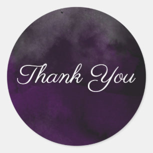 Modern Watercolor Moody Plum Purple Wedding Favour Classic Round Sticker