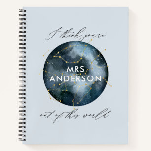 Modern watercolor moon star celestial teacher notebook