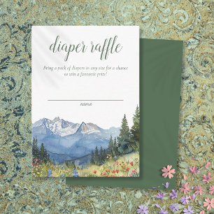 Modern Watercolor Mountain Diaper Raffle Enclosure Card