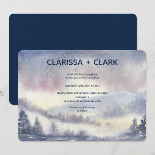 Modern Watercolor Mountain Landscape Wedding Invitation