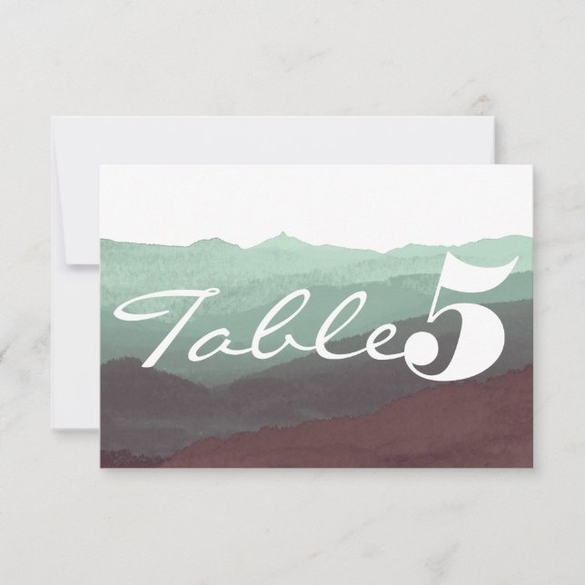 Modern Watercolor Mountain Table Number Card (Front)