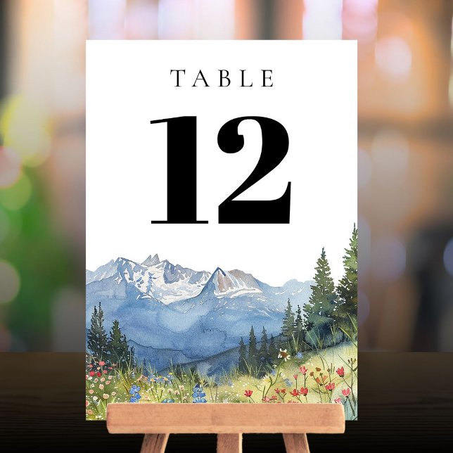 Modern Watercolor Mountain Wildflower Table Number (Modern Watercolor Mountain Wildflower Table Number)