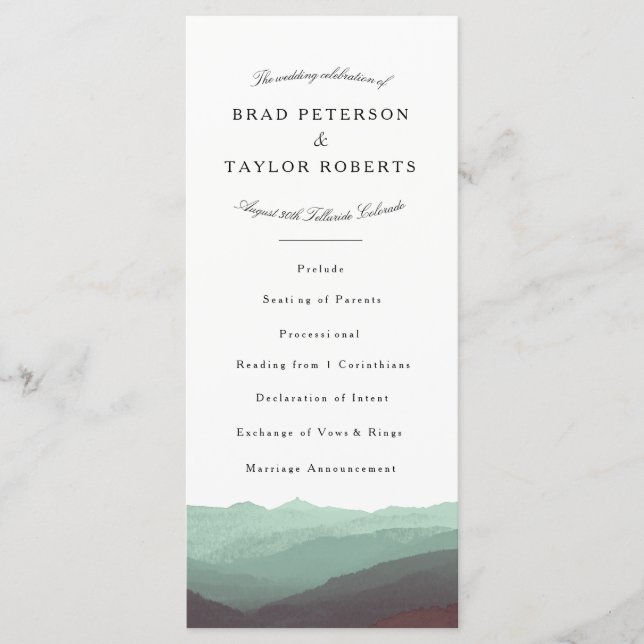 Modern Watercolor Mountains Rackcard Programme (Front)