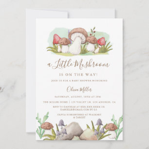 Modern Watercolor Mushroom Baby Shower Invitation
