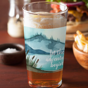 Modern Watercolor Nature Let's The Adventure Begin Glass