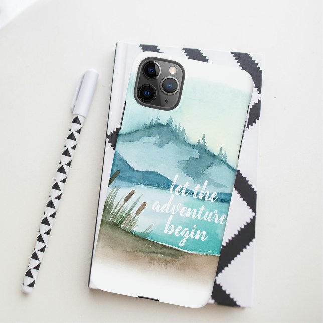 Modern Watercolor Nature Let's The Adventure Begin iPhone Case (Creator Uploaded)