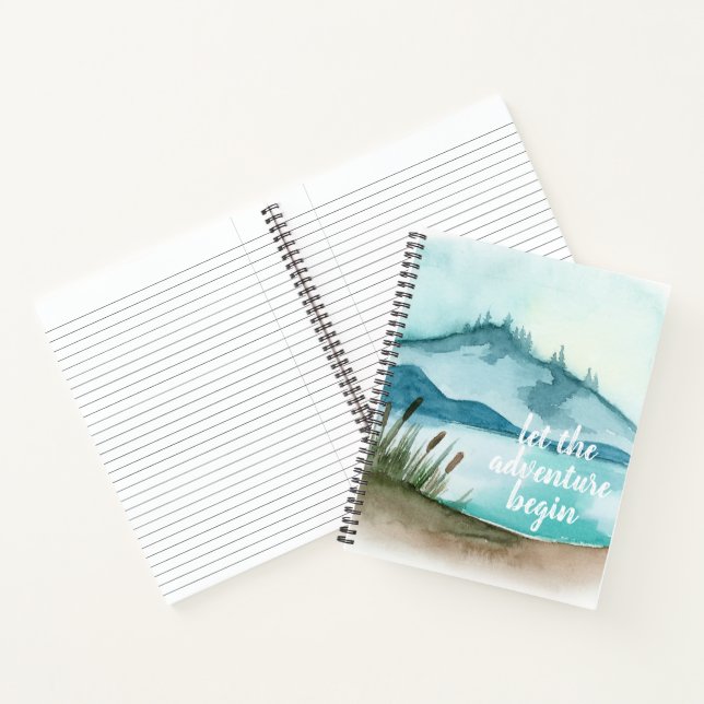 Modern Watercolor Nature Let's The Adventure Begin Notebook (Inside)
