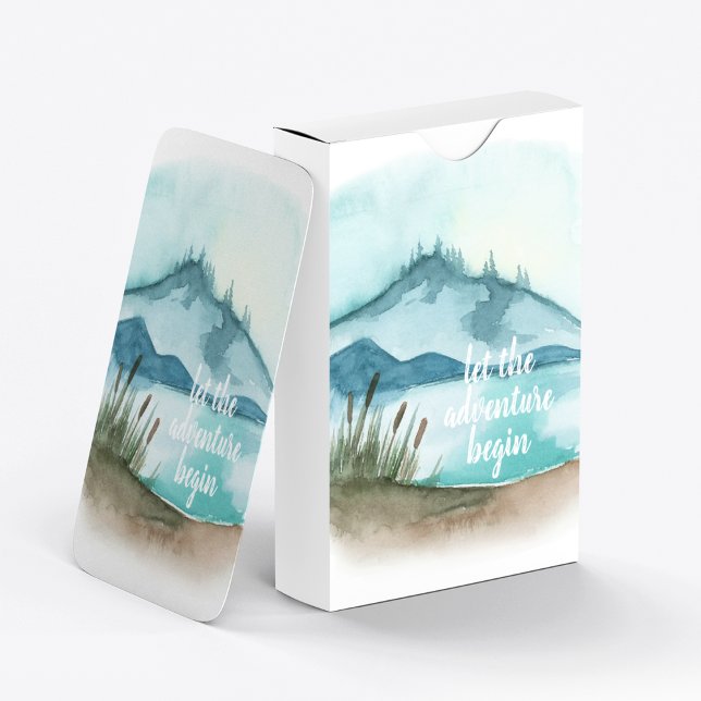 Modern Watercolor Nature Let's The Adventure Begin Playing Cards (Creator Uploaded)