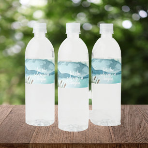 Modern Watercolor Nature Let's The Adventure Begin Water Bottle Label