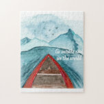 Modern Watercolor Nature See The World Quote Jigsaw Puzzle<br><div class="desc">Modern Watercolor Nature See The World Quote</div>