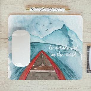 Modern Watercolor Nature See The World Quote Mouse Mat