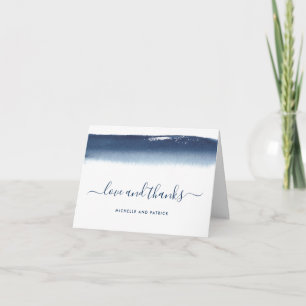Modern Watercolor Navy Blue Wedding Thank You Card