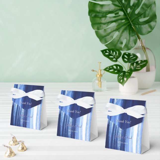 Modern Watercolor Navy Brush Strokes Pattern Favou Favour Box (Creator Uploaded)
