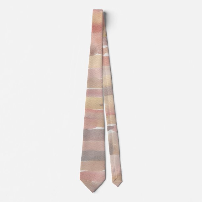 Modern Watercolor Neutral Abstract Men’s Tie (Front)
