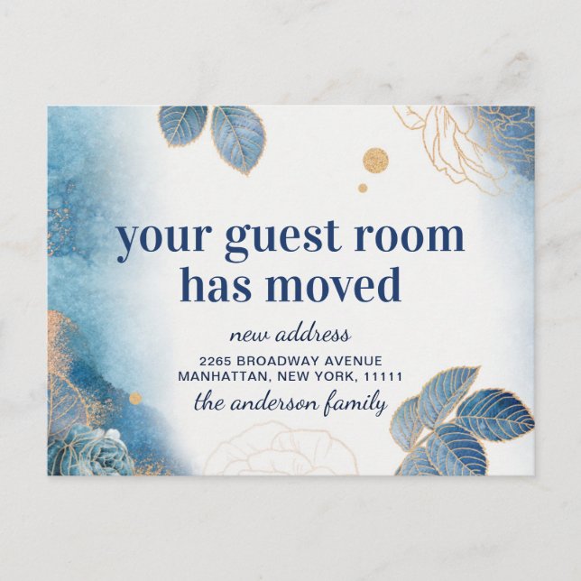 Modern Watercolor New Address Moving Announcement Postcard (Front)