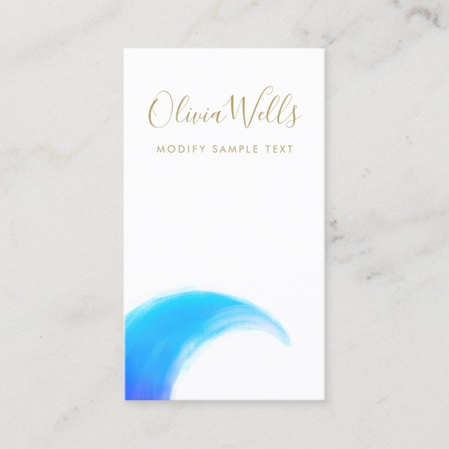 Modern  Watercolor Ocean Wave Business Card (Front)