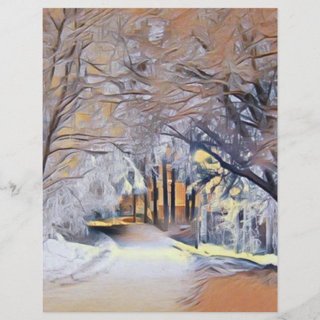 Modern watercolor of coloured snowed trees (Front)