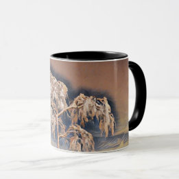 Modern watercolor of coloured snowed trees mug