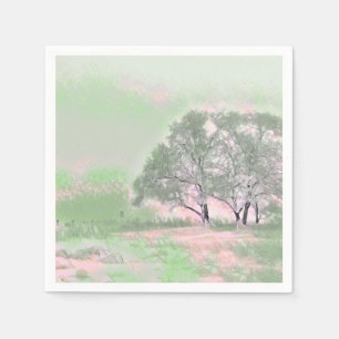 Modern watercolor of coloured snowed trees napkin