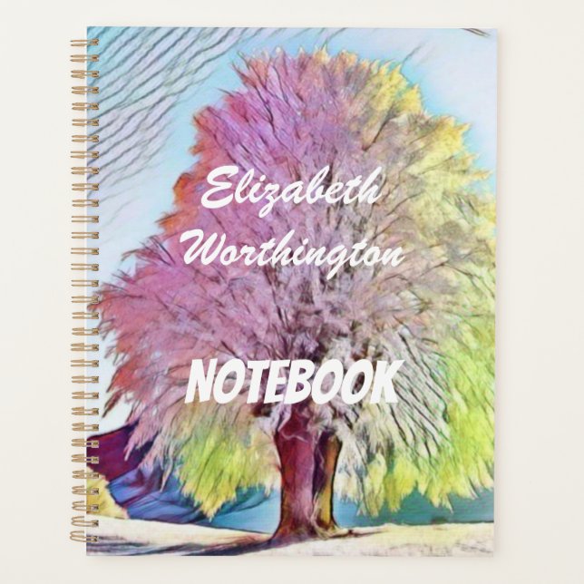 Modern watercolor of coloured snowed trees noteboo planner (Front)