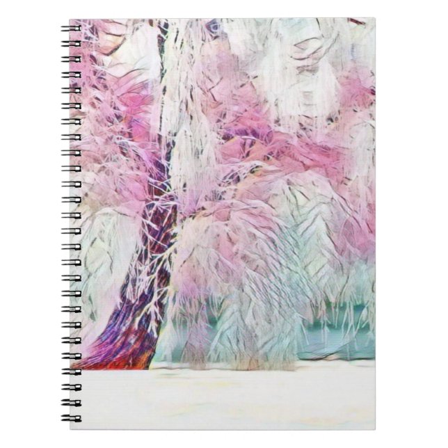 Modern watercolor of coloured snowed trees notebook (Front)
