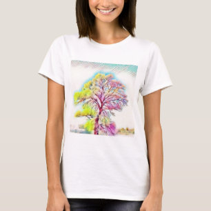 Modern watercolor of coloured snowed trees T-Shirt