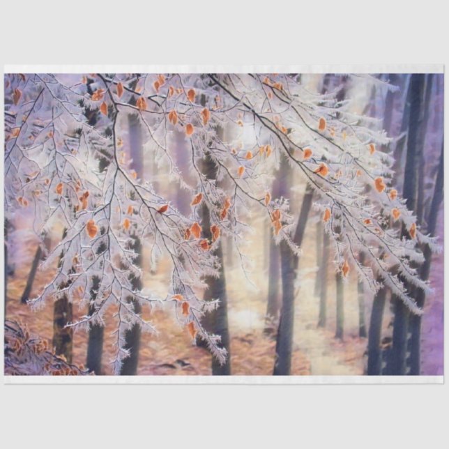 Modern watercolor of coloured snowed trees tissue paper (Front)
