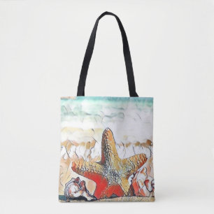 Modern Watercolor of Orange Seashells Tote Bag