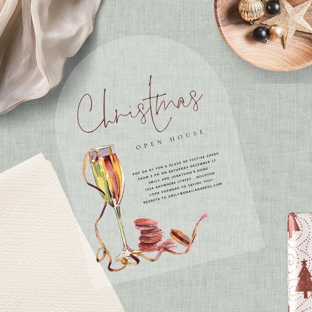 Modern Watercolor Open House Christmas Acrylic Invitations (Creator Uploaded)