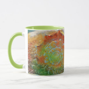 Modern Watercolor Orange and Green Seashell Mug
