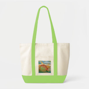 Modern Watercolor Orange and Green Seashell T-Shir Tote Bag