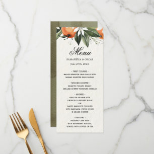 Modern Watercolor Orange & Leaves Beauty Menu