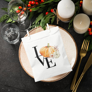 Modern Watercolor Orange Pumpkin With Love Favour Bags