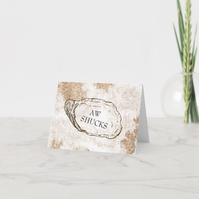 Modern Watercolor Oyster Beach Wedding Thank You Card (Front)