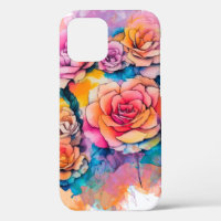 Modern Watercolor Paint Daubs Roses Bouquet