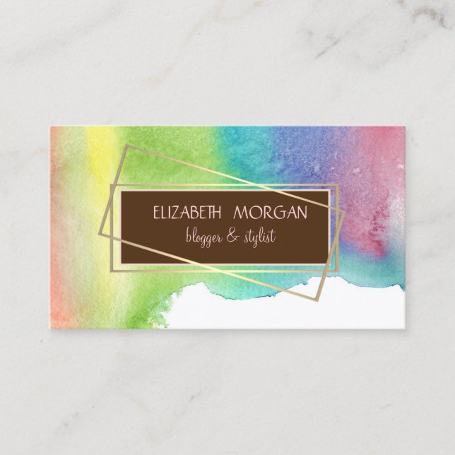 Modern Watercolor Paint  Splash, Frame Business Card (Front)