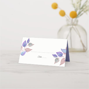 Modern Watercolor Painted Purple Foliage Wedding Place Card