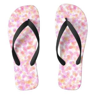 Modern Watercolor Painting of Pink Yellow Spots   Flip Flops
