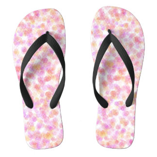 Modern Watercolor Painting of Pink Yellow Spots Flip Flops