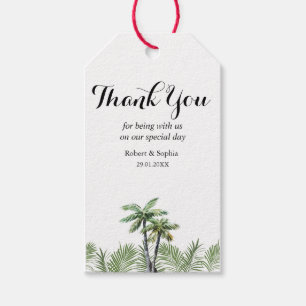 Modern Watercolor Palm Tree Wedding Gift Tag
