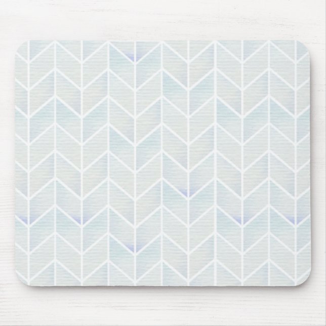 Modern watercolor pastel mint chevron pattern mouse mat (Front)