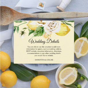 Modern Watercolor Pastel Yellow Lemons & Leaf  Enclosure Card