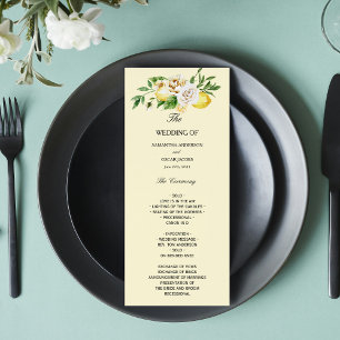 Modern Watercolor Pastel Yellow Lemons & Leaf Menu