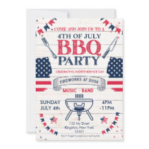 Modern Watercolor Patriotic 4th of July BBQ