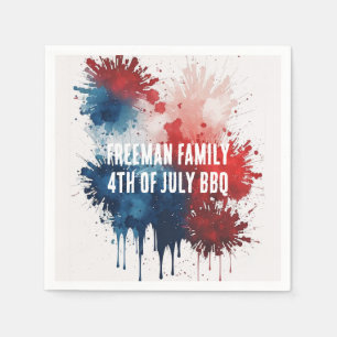 Modern Watercolor Patriotic 4th of July BBQ Party  Napkin